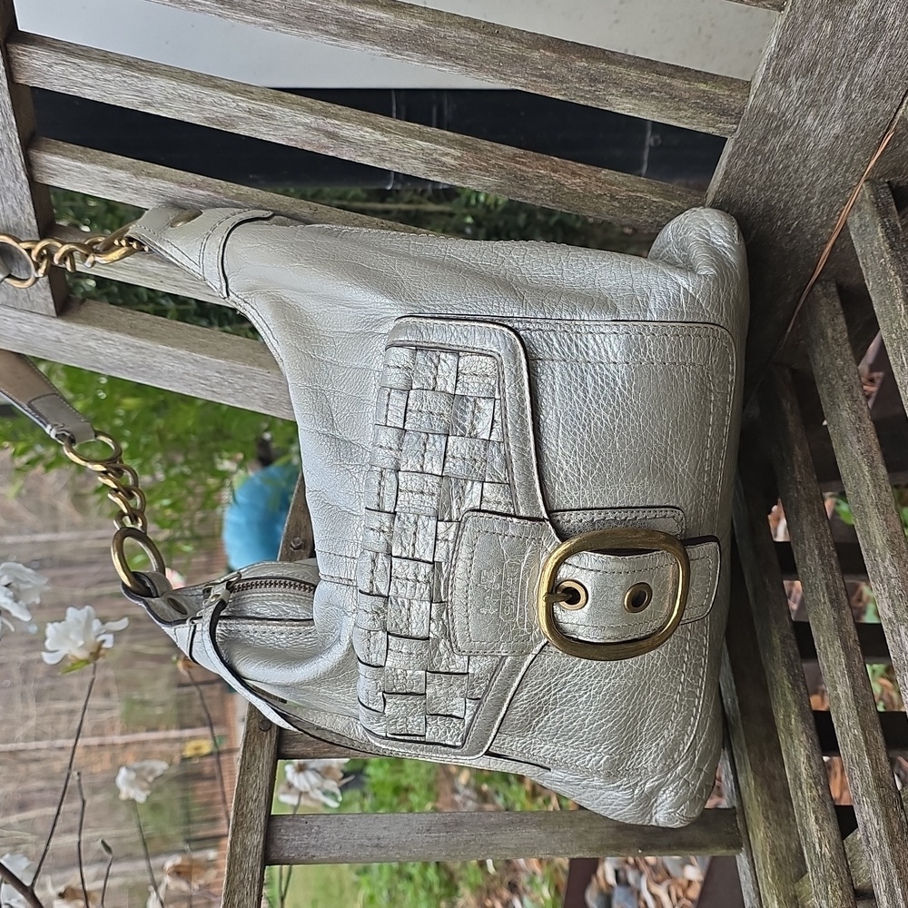 Coach Bleecker Pewter/Silver Metallic Featuring Tattersall Lining - Picture 14 of 14